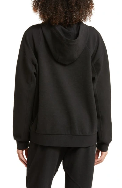 Shop Zella Anya Ottoman Rib Hoodie In Black