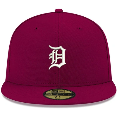 Shop New Era Cardinal Detroit Tigers White Logo 59fifty Fitted Hat