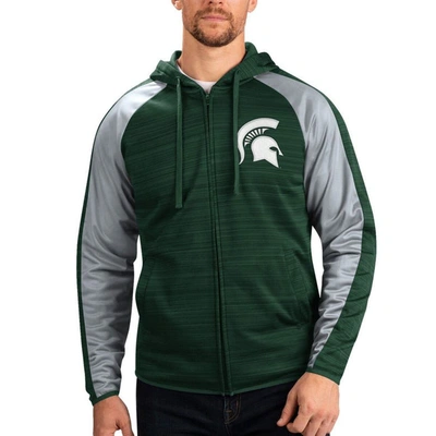 Shop G-iii Sports By Carl Banks Green Michigan State Spartans Neutral Zone Raglan Full-zip Track Jacket H