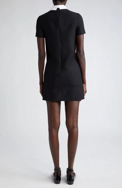 Shop Valentino Beaded Wool & Silk Crepe Couture Shift Dress In Nero/ Bianco