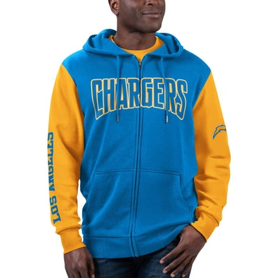 Shop G-iii Sports By Carl Banks Powder Blue/gold Los Angeles Chargers T-shirt & Full-zip Hoodie Combo Set