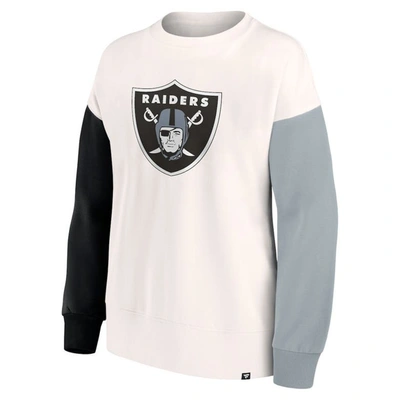 Shop Fanatics Branded White Las Vegas Raiders Colorblock Primary Logo Pullover Sweatshirt