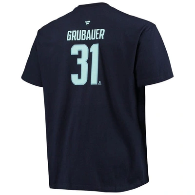 Shop Fanatics Branded Philipp Grubauer Deep Sea Blue Seattle Kraken Big & Tall Name & Number T-shirt In Navy