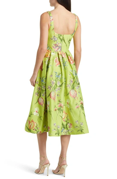 Shop Marchesa Notte Embroidered Sleeveless Fit & Flare Dress In Spring Green Multi