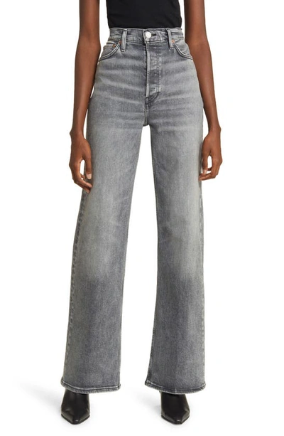 Shop Re/done '70s Wide Leg Jeans In Silver Fade