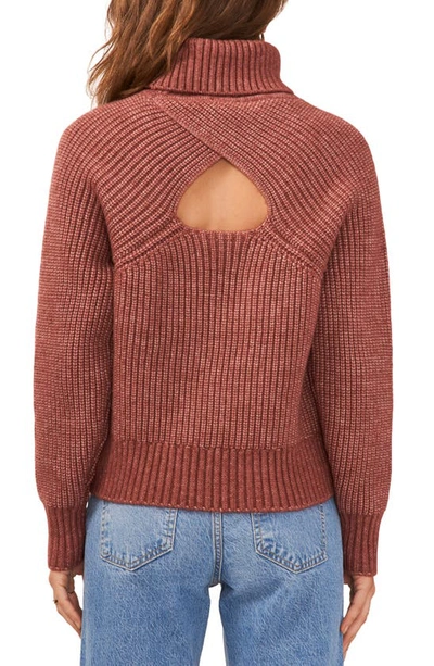 1.state Back Cutout Turtleneck Sweater In Terra Earth Brown