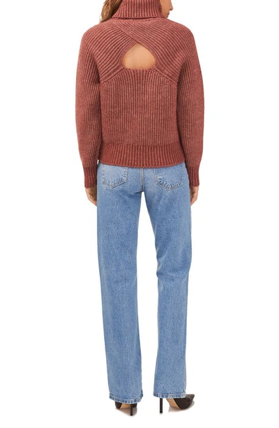 1.state Back Cutout Turtleneck Sweater In Terra Earth Brown