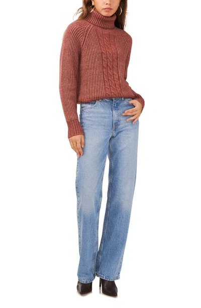 1.state Back Cutout Turtleneck Sweater In Terra Earth Brown