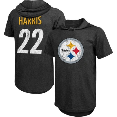 Shop Majestic Threads Najee Harris Black Pittsburgh Steelers Player Name & Number Tri-blend Hoodie T-shir