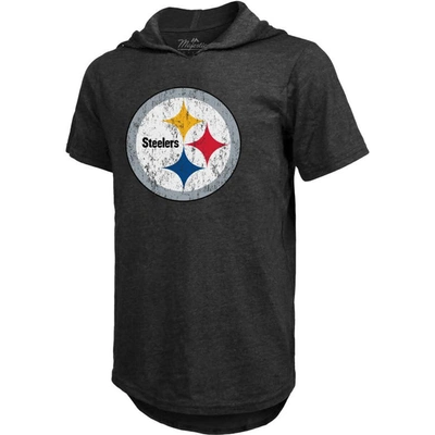 Majestic Threads Najee Harris Black Pittsburgh Steelers Player Name & Number Tri-blend Hoodie T-shir In Black