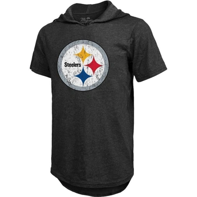 Majestic Threads Najee Harris Black Pittsburgh Steelers Player Name & Number Tri-blend Hoodie T-shir In Black