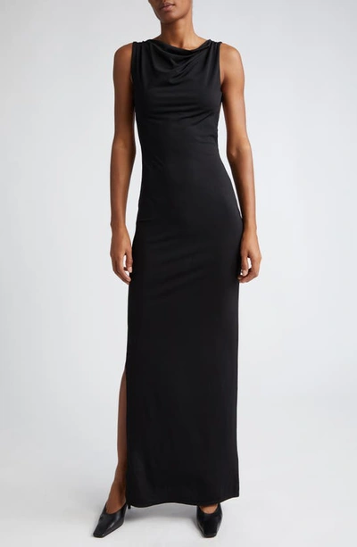 Shop Miaou Selena Cutout Cowl Neck Stretch Jersey Dress In Black