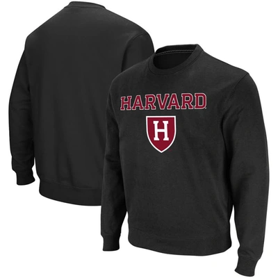 Shop Colosseum Black Harvard Crimson Team Arch & Logo Tackle Twill Pullover Sweatshirt