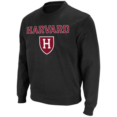 Shop Colosseum Black Harvard Crimson Team Arch & Logo Tackle Twill Pullover Sweatshirt