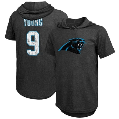Shop Majestic Threads Bryce Young Black Carolina Panthers Player Name & Number Tri-blend Slim Fit Hoodie