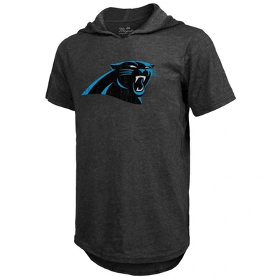 Majestic Threads Bryce Young Black Carolina Panthers Player Name & Number Tri-blend Slim Fit Hoodie In Black
