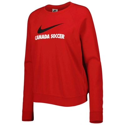 Shop Nike Red Canada Soccer Lockup Varsity Tri-blend Raglan Pullover Sweatshirt