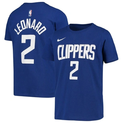 Shop Nike Youth  Kawhi Leonard Blue La Clippers Icon Edition Name & Number Performance T-shirt