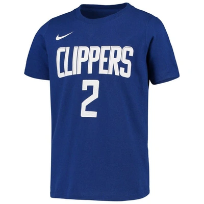 Shop Nike Youth  Kawhi Leonard Blue La Clippers Icon Edition Name & Number Performance T-shirt