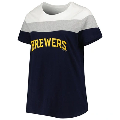 Shop Profile Navy/heather Gray Milwaukee Brewers Plus Size Colorblock T-shirt