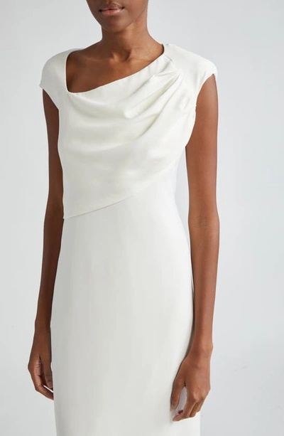 Shop Tom Ford Asymmetric Neck Silk Georgette Gown In Chalk