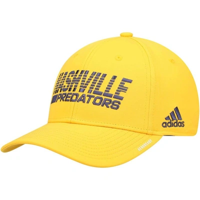 Shop Adidas Originals Adidas Gold Nashville Predators 2021 Locker Room Aeroready Flex Hat