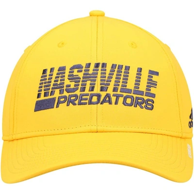 Shop Adidas Originals Adidas Gold Nashville Predators 2021 Locker Room Aeroready Flex Hat