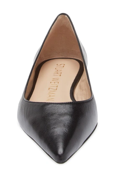 Stuart Weitzman Emilia Suede Point-toe Ballerina Flats In Black Leather