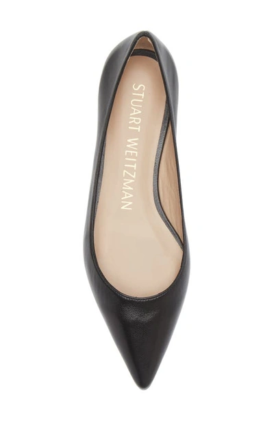 Stuart Weitzman Emilia Suede Point-toe Ballerina Flats In Black Leather