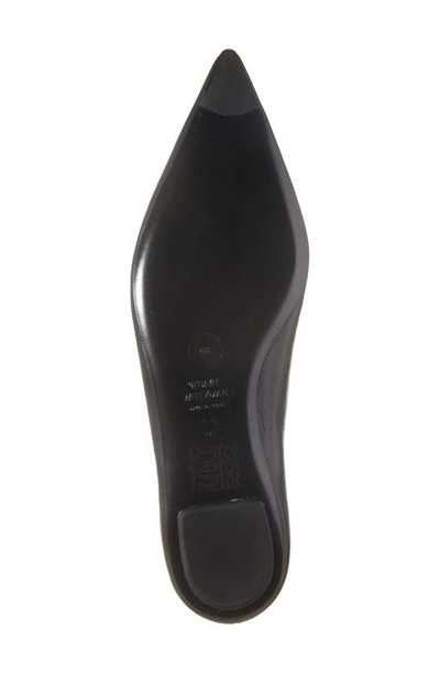 Stuart Weitzman Emilia Suede Point-toe Ballerina Flats In Black Leather