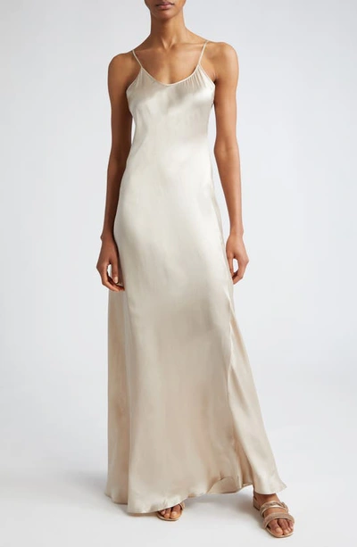 Shop Eleventy Silk Charmeuse Slip Dress In Sand