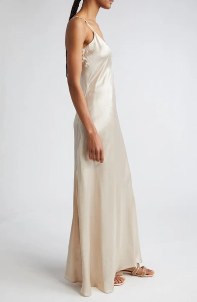 Eleventy Silk Charmeuse Slip Dress In Sand