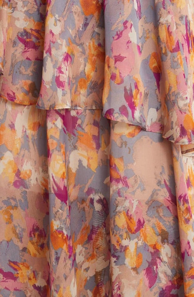 Shop Elliatt Astrid Floral Long Sleeve Midi Dress In Orange Multi