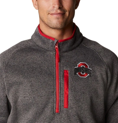 Columbia Gray Ohio State Buckeyes Canyon Point Omni-shield Raglan Half-zip Pullover Top In Gray
