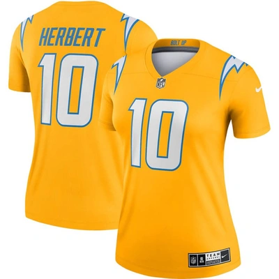 Shop Nike Justin Herbert Gold Los Angeles Chargers Inverted Legend Jersey