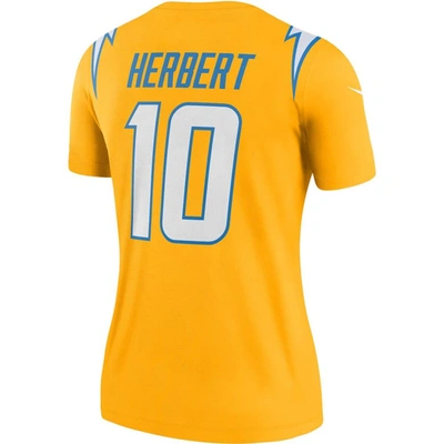 Shop Nike Justin Herbert Gold Los Angeles Chargers Inverted Legend Jersey