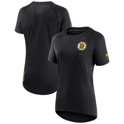 Shop Fanatics Branded Black Boston Bruins Authentic Pro Rink Raglan Tech T-shirt
