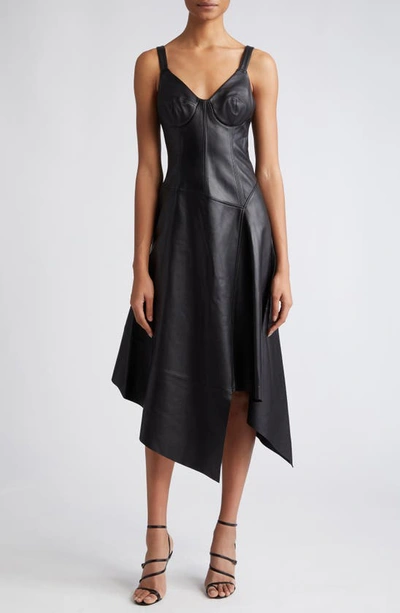 Shop Jason Wu Collection Corset Bodice Leather Dress In Black