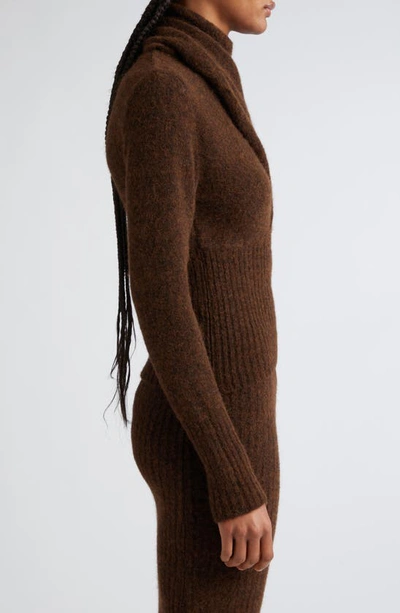 Shop Paloma Wool Fico Scarf Tie Convertible Alpaca & Merino Wool Blend Sweater In Brown
