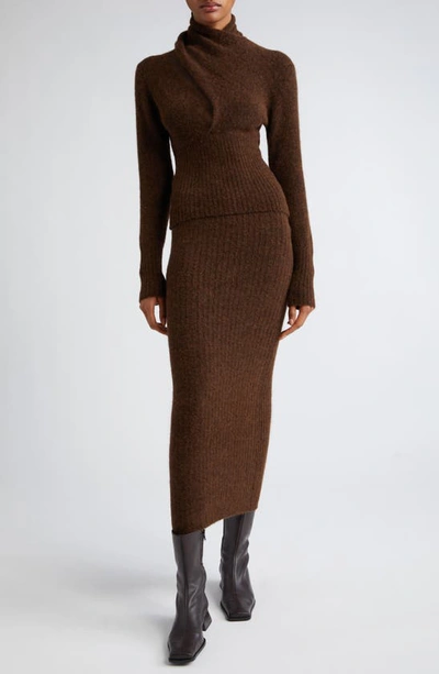 Shop Paloma Wool Fico Scarf Tie Convertible Alpaca & Merino Wool Blend Sweater In Brown