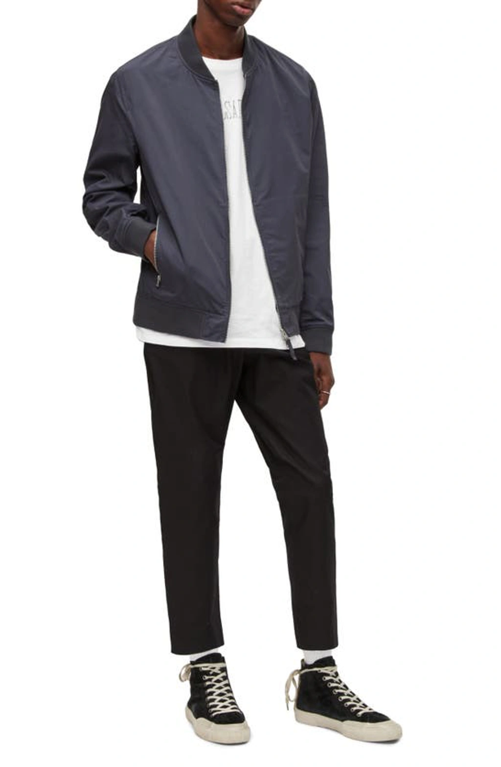 Allsaints Udan Slim Fit Bomber Jacket In Workers Blue ModeSens