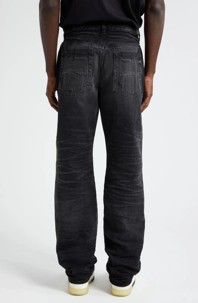 Shop Amiri Stack Straight Leg Jeans In Faded Black