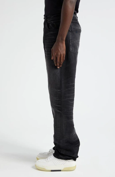 Shop Amiri Stack Straight Leg Jeans In Faded Black