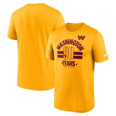 Shop Nike Gold Washington Commanders 90th Anniversary Legend T-shirt
