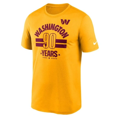 Shop Nike Gold Washington Commanders 90th Anniversary Legend T-shirt