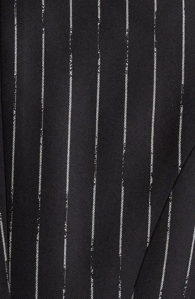 Shop Alexander Mcqueen Chalk Stripe Double Breasted Wool Blazer In 1080 Black/ Ivory