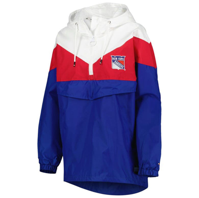 Shop Tommy Hilfiger Blue/red New York Rangers Staci Half-zip Windbreaker Jacket