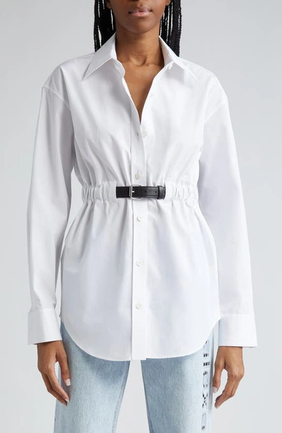 Shop Alexander Wang Belted Cotton Button-up Tunic In White