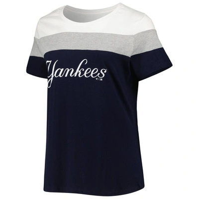 Shop Profile White/navy New York Yankees Plus Size Colorblock T-shirt