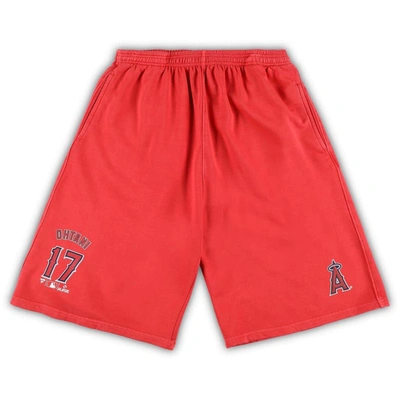 Shop Profile Shohei Ohtani Red Los Angeles Angels Big & Tall Stitched Double-knit Shorts